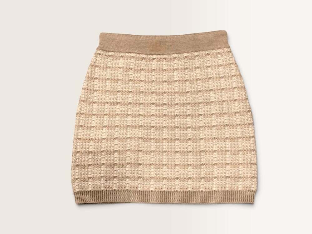 Babaton Knit Skirt Size M Beige Merino Wool